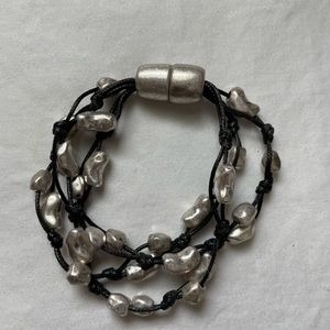 Black and silver magnetic clasp bracelet